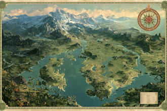 draw a fantasy map with digital watercolours