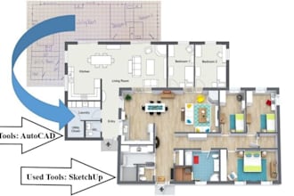 create 2d and 3d floor plan for apartments,  restaurants, hotels, office,autocad