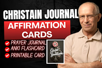 do christian journal, prayer journal scripture flashcard affirmation card design