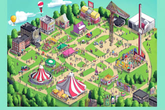 create a vector map illustration for events, festivals, and venues