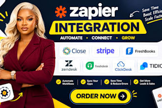 zapier integration close crm stripe freshbooks zendesk freshdesk clickdesk tidio
