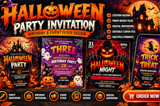 design halloween party invitation design halloween birthday event flyer design