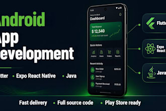 develop android app using flutter, expo react native or java
