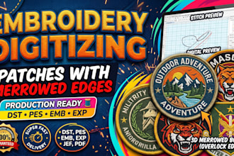 digitize embroidered patch designs for velcro patches and badges
