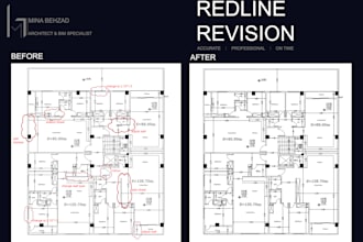 revise and edit cad revit  architectural drawings from redline
