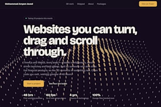 develop interactive 3d website using threejs and webgl