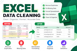 clean, deduplicate, and organize messy excel data and CRM lists