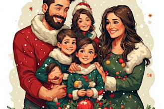 draw a custom christmas caricature for friends and family