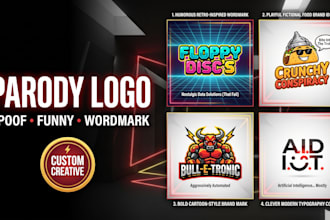design a custom parody logo, spoof, funny wordmark or brand design
