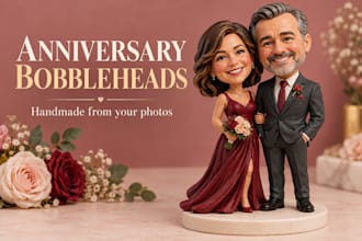 handmake personalized anniversary bobbleheads from photos