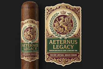 design premium cigar logo, cigar label, cigar band, ring and box design