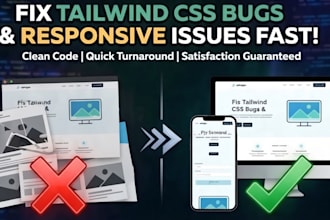 fix tailwind css bugs and design responsive frontend web pages