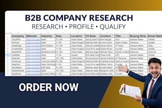 do b2b company research and company profiling