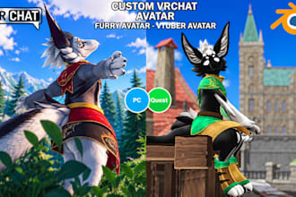 custom vrchat avatar, 3d rig vrc avatar, vtuber model, anime furry avatar, vroid