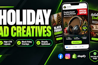 design black friday facebook ads and holiday instagram ad creatives for shopify