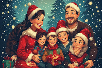 illustration for holiday  christmas, family