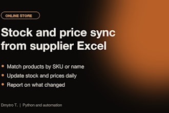 sync your online store stock and prices from supplier excel files