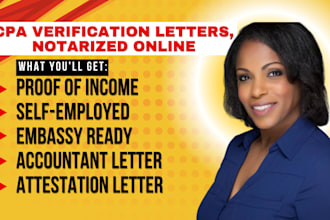 us licensed CPA income business verification letters financial audit and notary