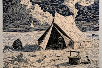 do draw high quality illustration in linocut style