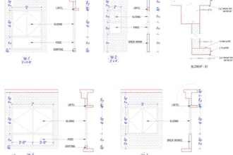 architectural door assembly, metal sliding window details, building construction