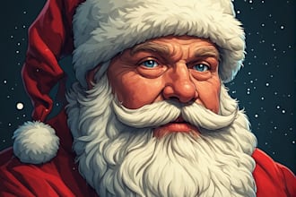 create a cute and creative santa claus character portrait