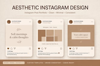 design aesthetic instagram posts and shopee product listing in canva