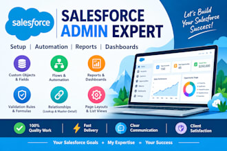 create salesforce custom objects, flows, reports, dashboards