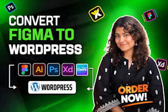 convert figma, PSD, xd, or canva design to wordpress
