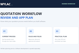 map your quotation workflow and app requirements