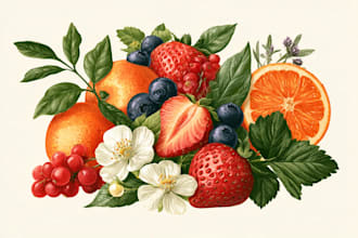 botanical watercolor illustration, floral drawing