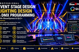 create event stage design showxpress, lighting design qlc and dmx programming
