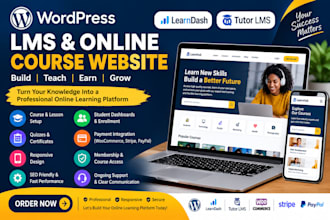 create a wordpress lms and online course website with learndash tutor lms