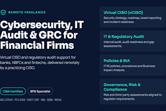 be your virtual ciso for cybersecurity, IT audit and grc compliance