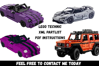 do 3d lego technic moc, car, bike, ship, diorama with xml partlist instruction