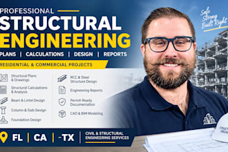 do civil structural plan structural calc beam design lintel eng report fl ca tx