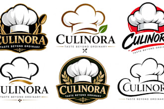 design a professional restaurant, cooking, food, bakery, culinary chef hat logo