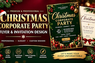 christmas party flyer design and holiday event invitation for festive events