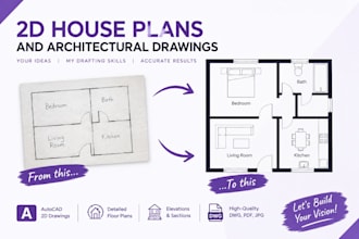 create professional 2d house plans and architectural drawing