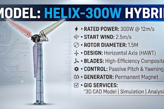 create professional wind turbine cad parts and assemblies