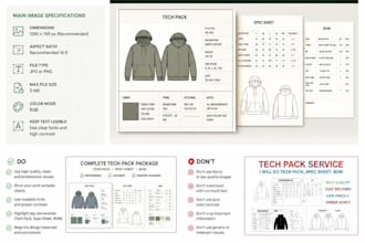 create professional garment tech pack, spec sheet and bom