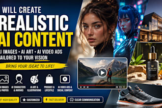 design realistic ai images, ai art, ai photos, characters and illustrations