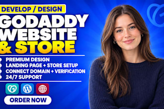 develop godaddy website, godaddy landing page, setup store and connect domain