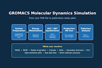run gromacs molecular dynamics simulation and analyze your protein