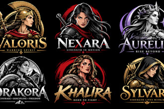 design a professional women empowerment, gaming, sports female warrior logo