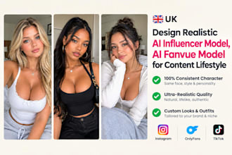 design realistic ai influencer model, ai fanvue modei for content lifestyle