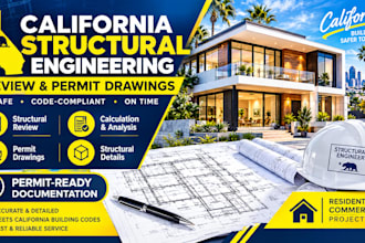provide california stamp and structural engineering review and permit drawing