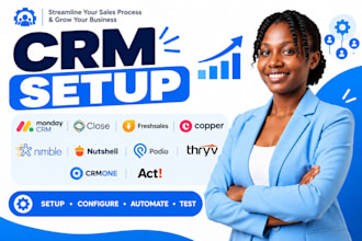 setup monday CRM close freshsales copper nimble nutshell podio thryv crmone act