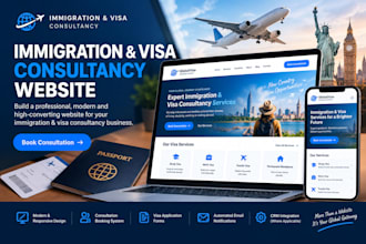 build immigration website, visa consultant website, visa application book