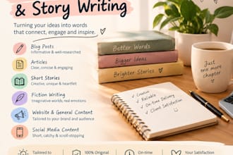 work on fiction or non fiction writing, content writing or blog writing