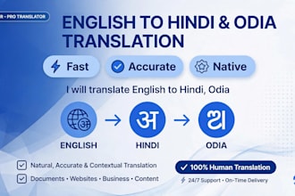 do english to hindi, odia translation and hindi to odia translation